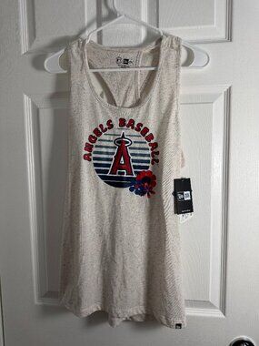 NWT Los Angeles Angels Women's New Era Tank Top Racerback White Speckled -size L